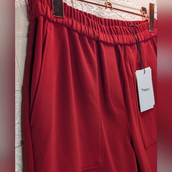269-NWT Theory Women's Vibrant Red Jogger Pants - Picture 3 of 7